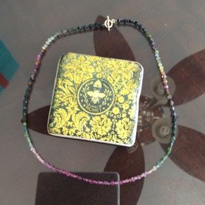 Watermelon tourmaline necklace with silver clasp